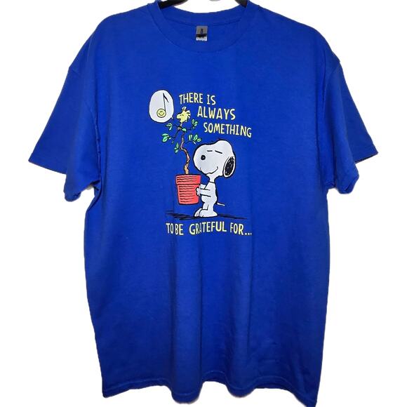 Peanuts There is Always Something To Be Thankful For T-Shirt Women's XL Blue - Picture 2 of 5